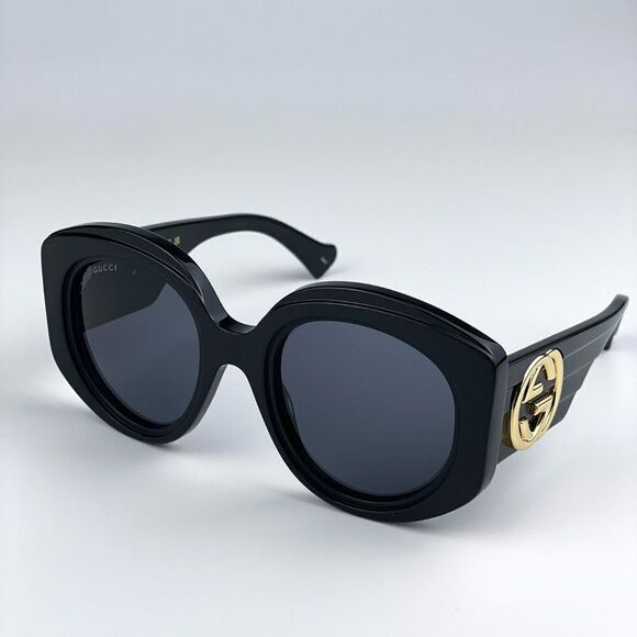 SALE! NEW Gucci GG1308S 001 Black Grey Round Women Sunglasses main image 12